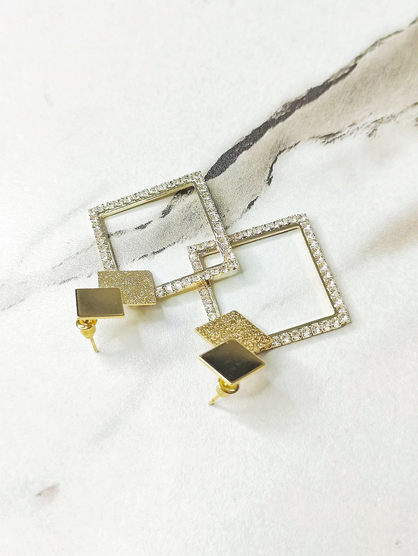 Geometric Square Drop Earrings
