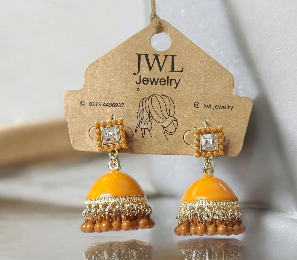 Square Pearl Jhumka Earrings