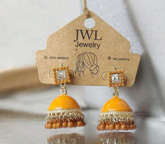 Square Pearl Jhumka Earrings