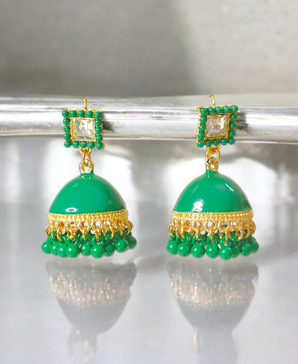 Square Pearl Jhumka Earrings