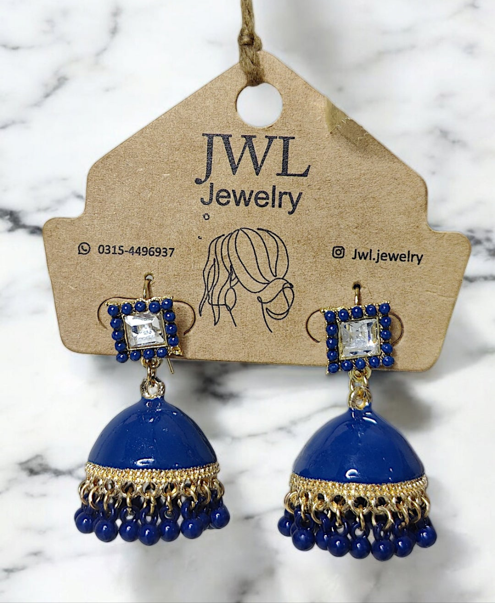 Square Pearl Jhumka Earrings