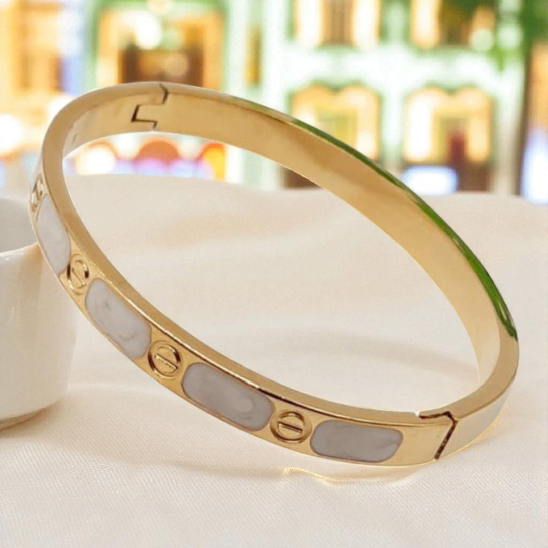 Grey Marble Design Openable Bangle