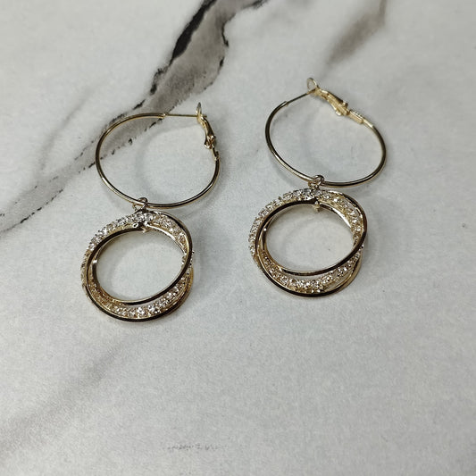 Dangling Hoop Golden Drop Earrings
