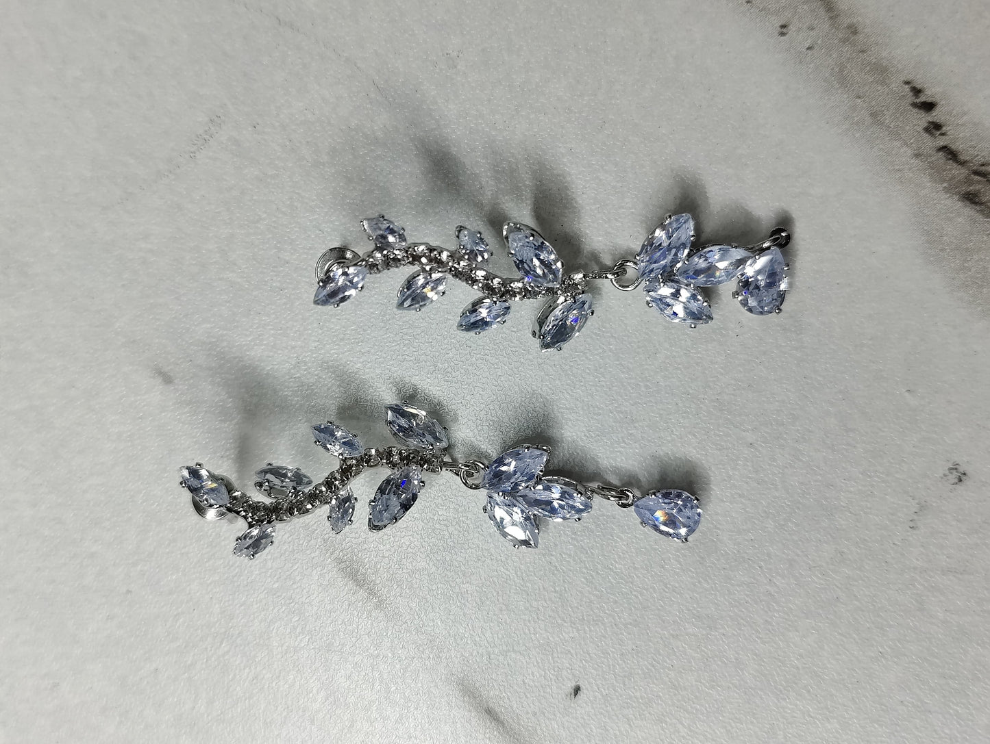 Crystal Leaf Drop Earrings