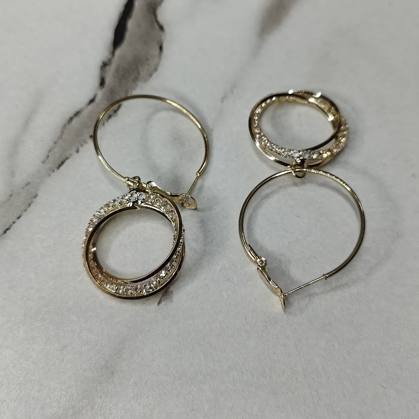 Dangling Hoop Golden Drop Earrings