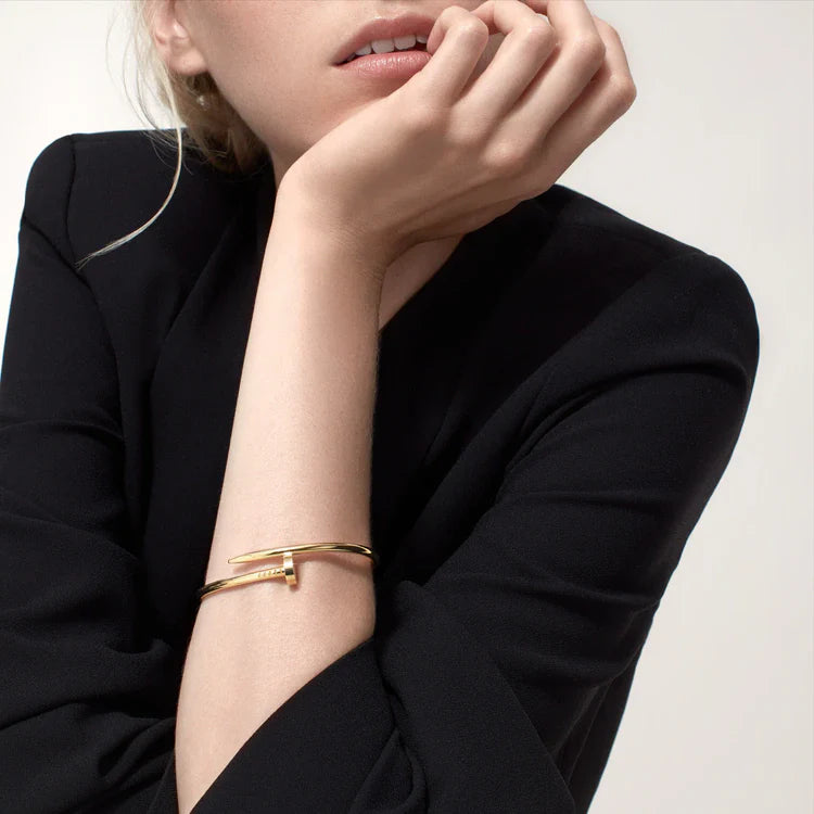 Golden Nail Bracelet | Stainless Steel Designer Jewelry for Women