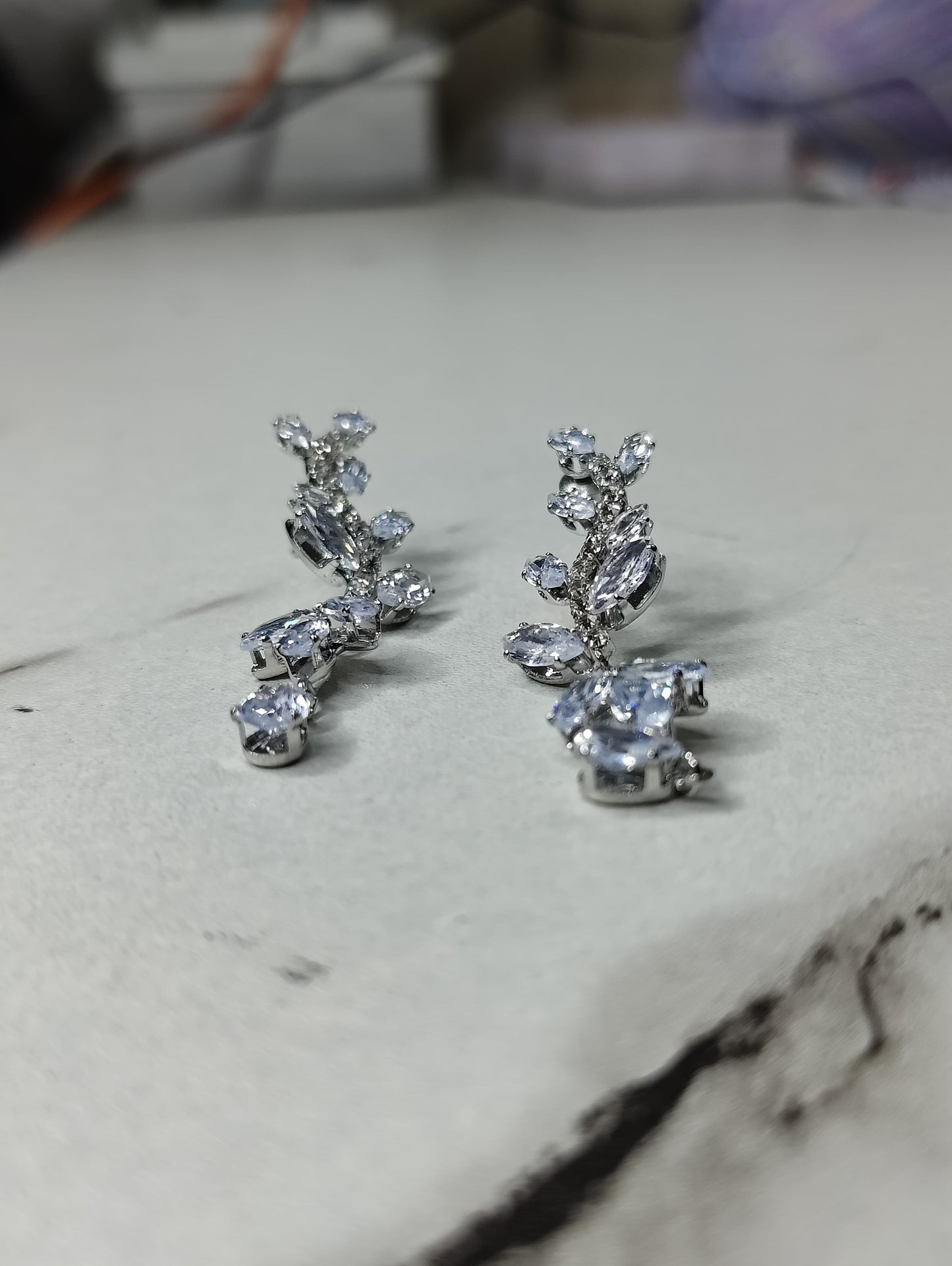 Crystal Leaf Drop Earrings