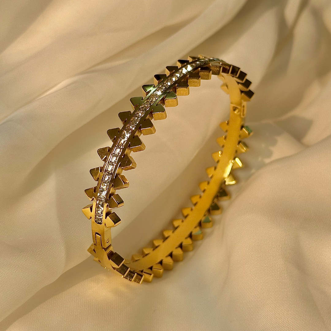 Stainless Steel Branded Handcuff Zircon Work