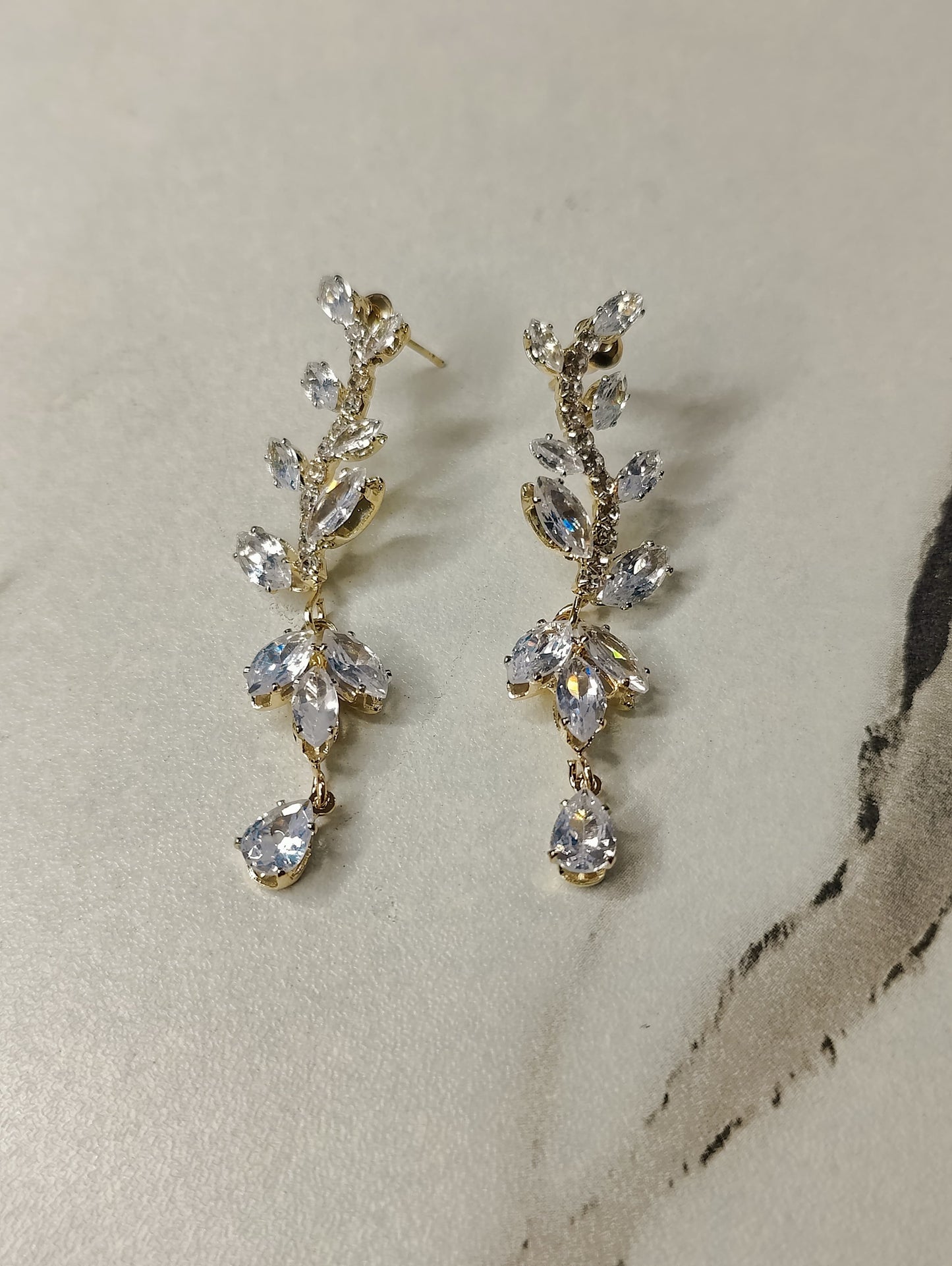 Crystal Leaf Drop Earrings