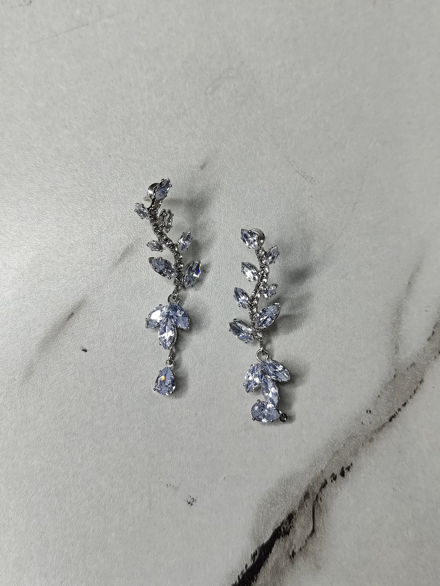 Crystal Leaf Drop Earrings