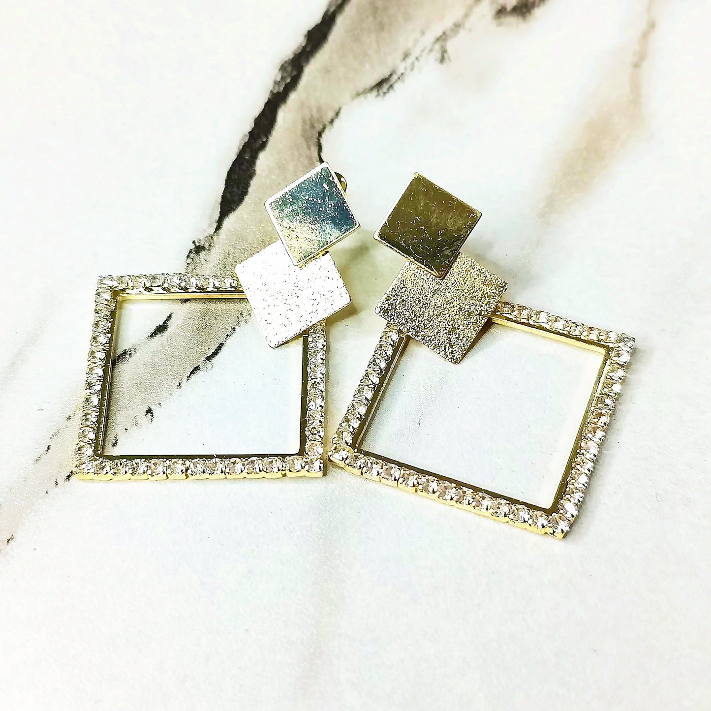 Geometric Square Drop Earrings